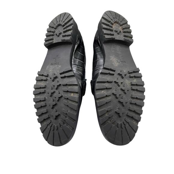 Schutz Women’s Black Leather Loafers 10B “Romina” Croc Embossed Non-Slip Office - Picture 5 of 6